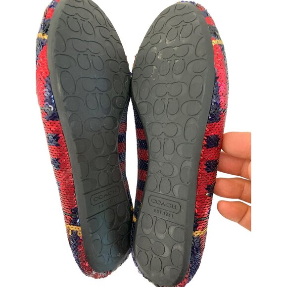 Coach Debrorah Womens Sequin Plaid Ballet Flats Size 6B Holiday EUC - Picture 2 of 9